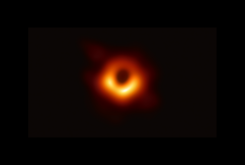 By its very nature, a black hole cannot be seen, but the hot disk of material that encircles it shines bright. Against that bright backdrop, a black hole can appear to cast a shadow. In April 2019, an international network of radio telescopes called the Event Horizon Telescope (EHT) captured this image of a black hole and its shadow for the first time.
Event Horizon Telescope collaboration et al.